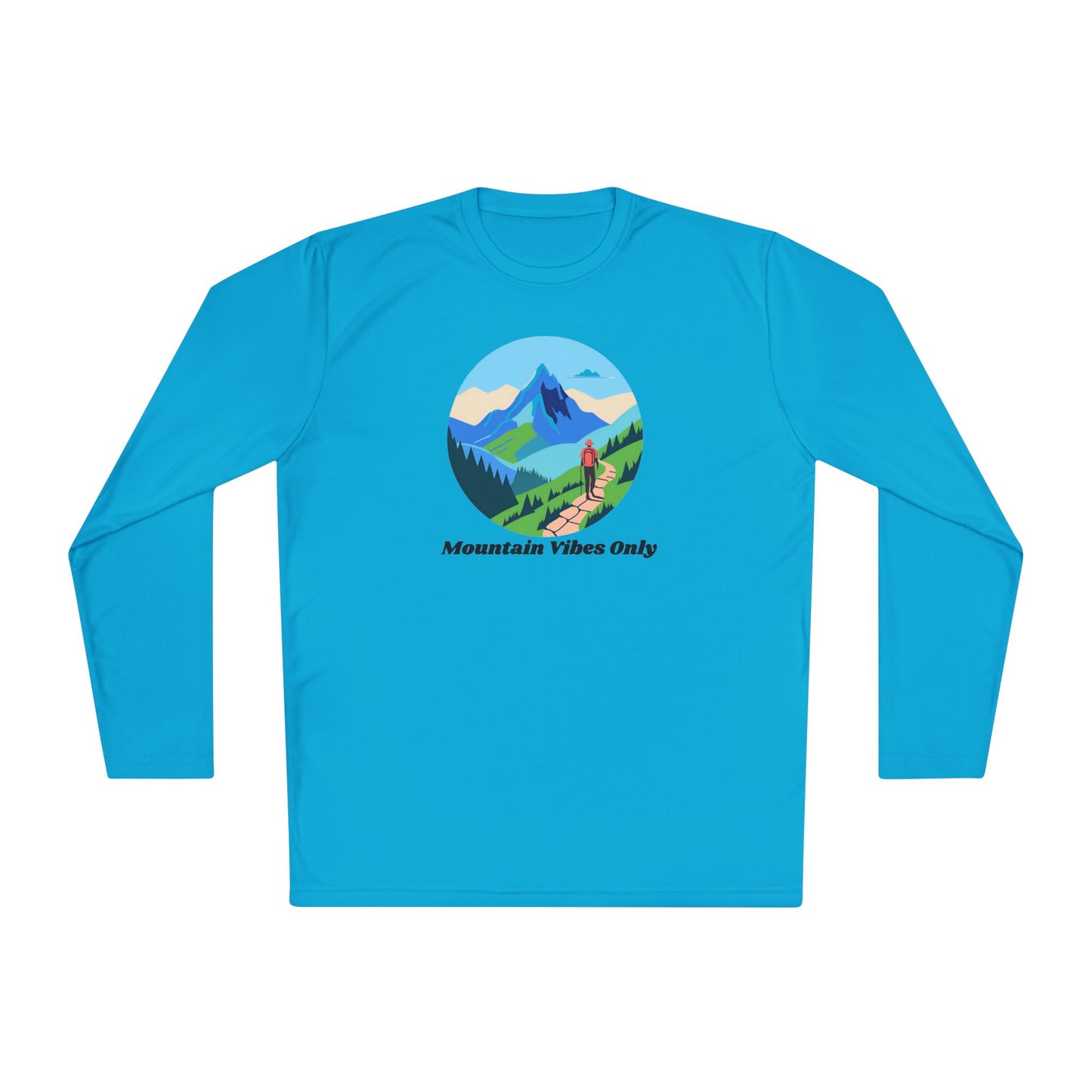 Mountain Vibes Only Long Sleeve Tee, Unisex Lightweight Tee for Outdoor Lovers, Perfect for Hiking, Camping, Gifts for Nature Enthusiasts