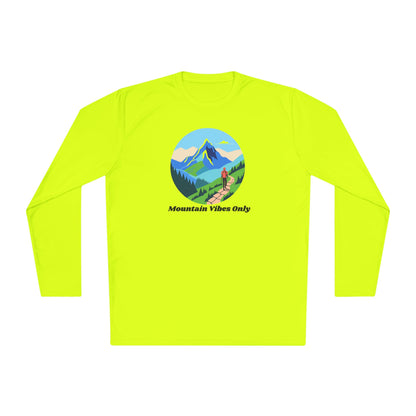 Mountain Vibes Only Long Sleeve Tee, Unisex Lightweight Tee for Outdoor Lovers, Perfect for Hiking, Camping, Gifts for Nature Enthusiasts