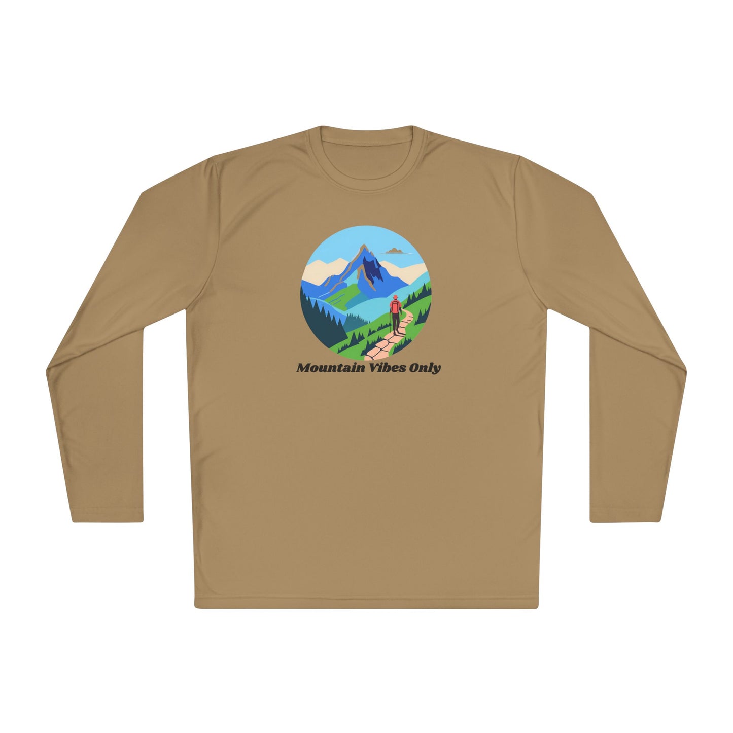 Mountain Vibes Only Long Sleeve Tee, Unisex Lightweight Tee for Outdoor Lovers, Perfect for Hiking, Camping, Gifts for Nature Enthusiasts