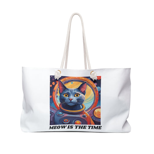 Astronaut Cat Weekender Bag, Cute Cat Tote for Travel, Perfect Gift for Cat Lovers, Beach Bag, Weekend Getaway Bag, Unique Pet Lover Gift